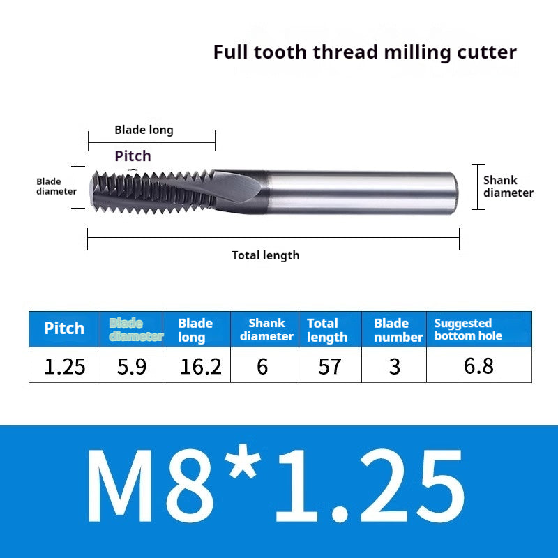 2034-65° three-tooth thread milling cutter, tungsten steel alloy end mill, tooth milling cutter, three-edged coating, M2M3M4M6 CNC cutter Shandong Denso Pricision Tools Co.,Ltd.